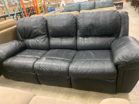 Black Leather 3-Seater Recliner