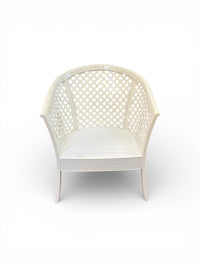 White Wicker Style Chair With Cushion