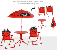 Kids Folding Picnic Table & Chair Set w/Adjustable Sun Umbrella