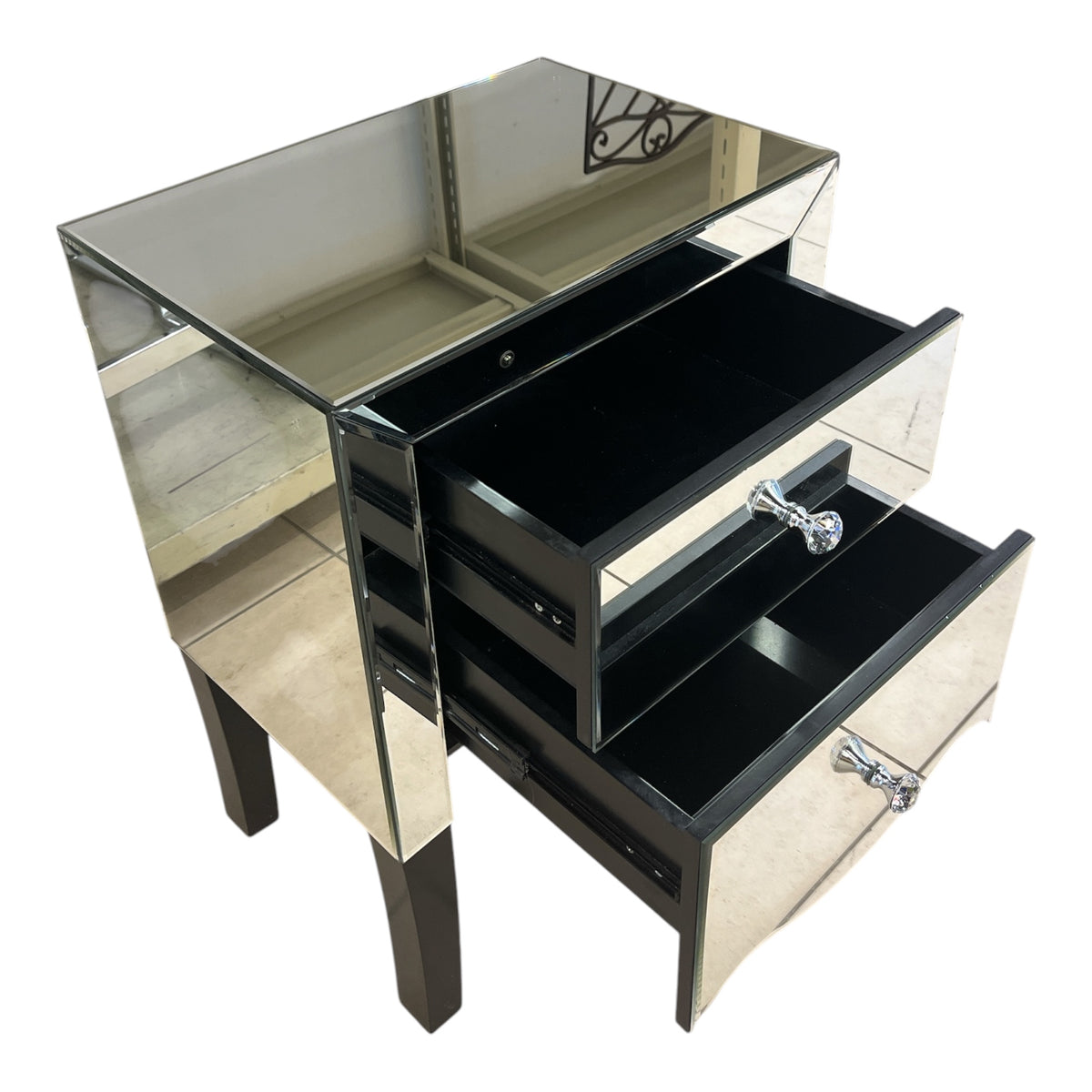 Mirrored 2-Drawer Nightstand