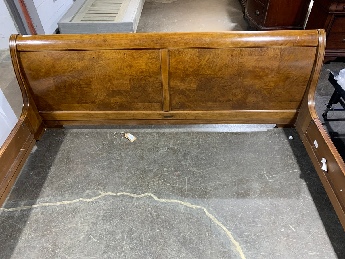 Burled Oak Sleigh Bed (King Size)