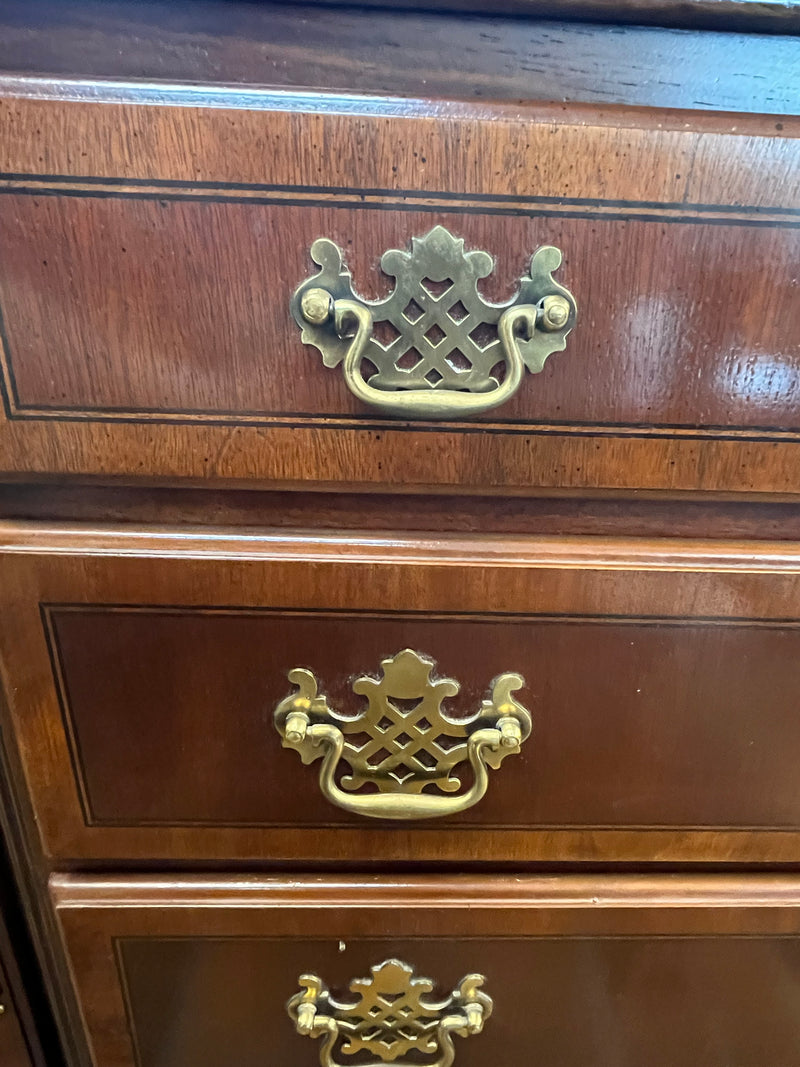 Mahogany Wood Dresser With Glossy Finish & Brass Hardware