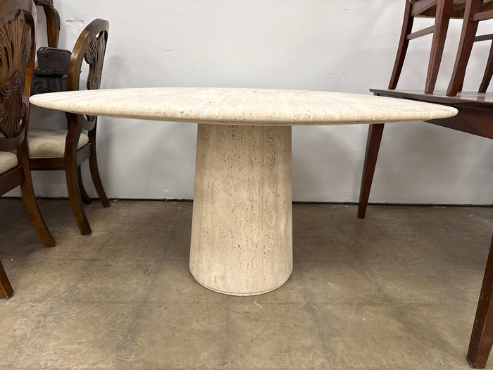 Round Cream Colored Atlas Dining Table