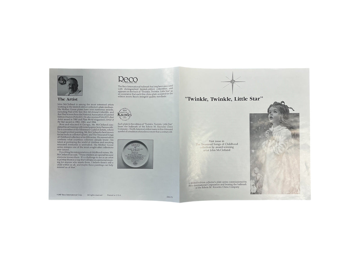 "Twinkle, Twinkle, Little Star" Collectors Plate by John McClelland