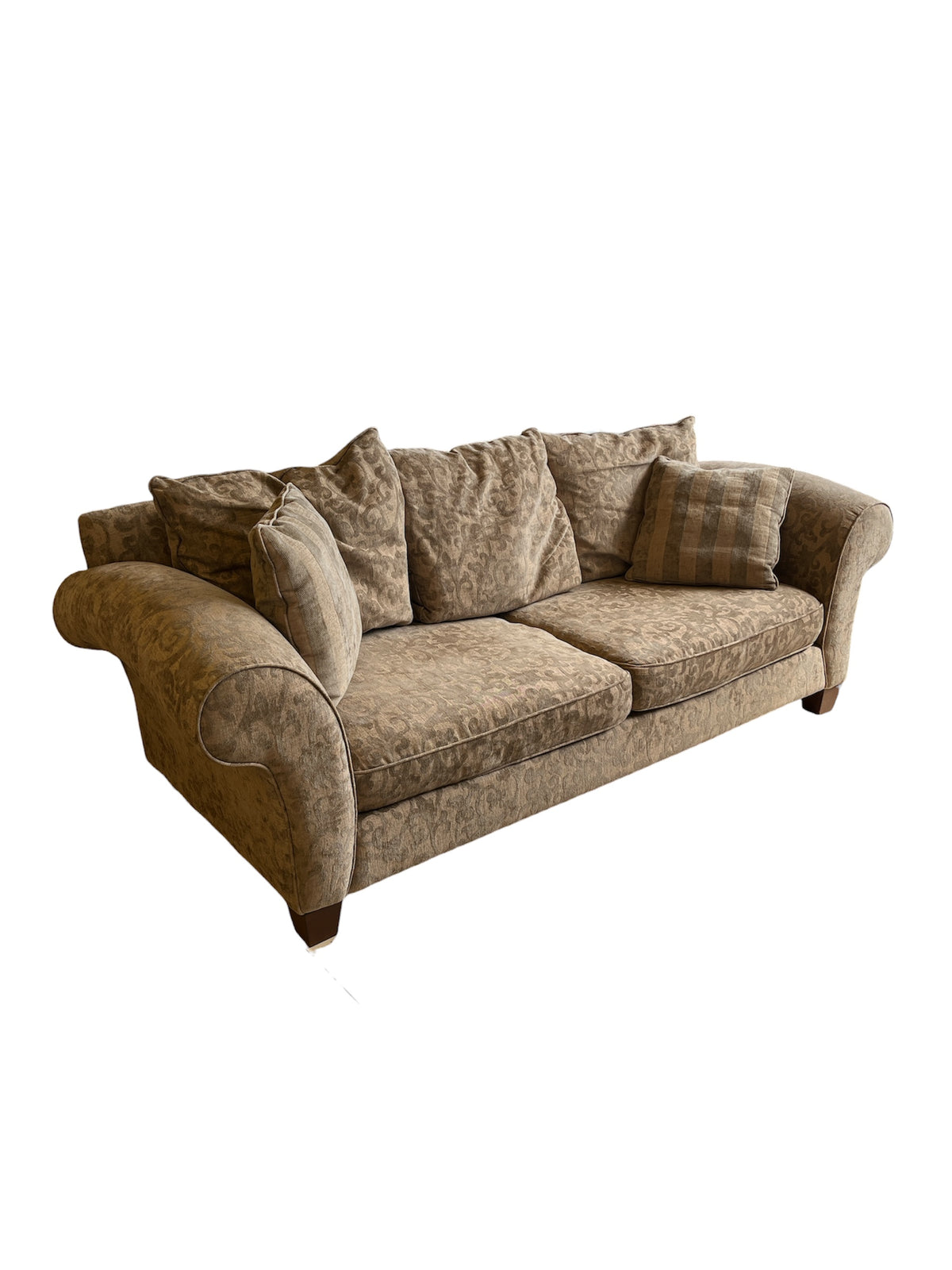Patterned Upholstered Sofa With Rolled Arms
