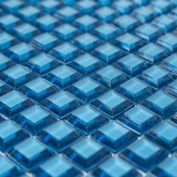 Glass Cornflower Blue Mosaic Tiles - 11.5" x 11.5"