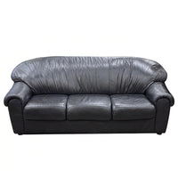 Black Leather 3-Seater Sofa