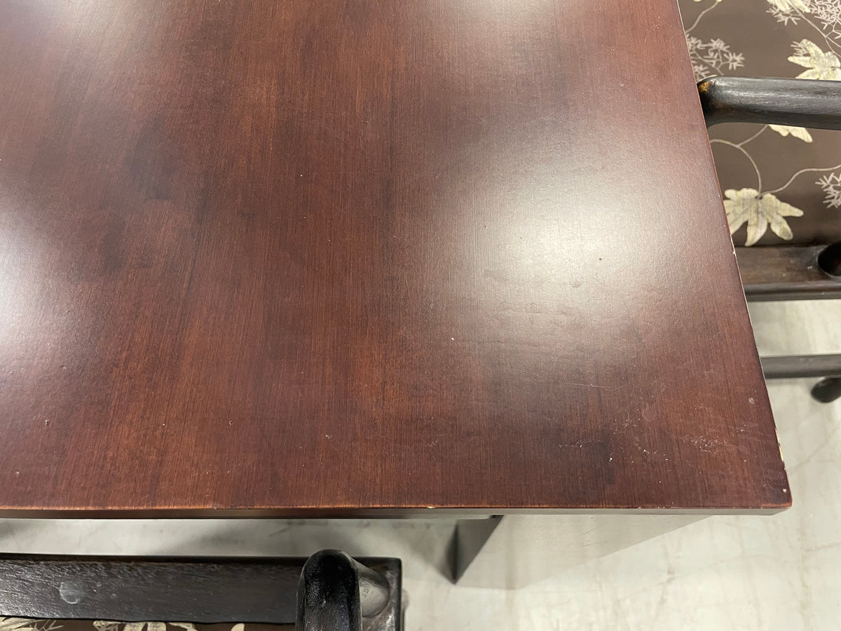 Stunning Wood Dining Table with Cane Inset and 6 Chairs