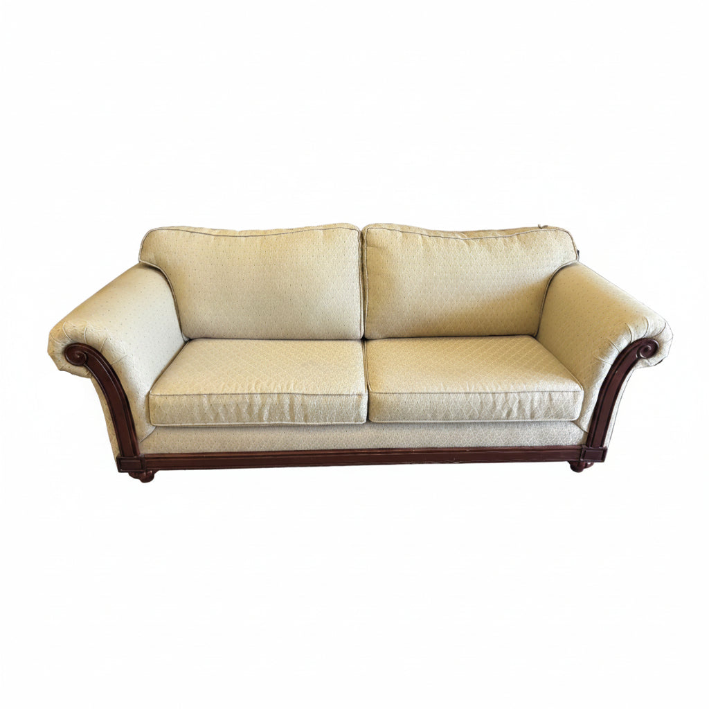 Vintage-Style Wood Frame Sofa