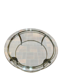 Round Coffee Table With Bronze Base & Rope Detailing