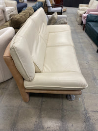 Cream and Tan Leather Sofa
