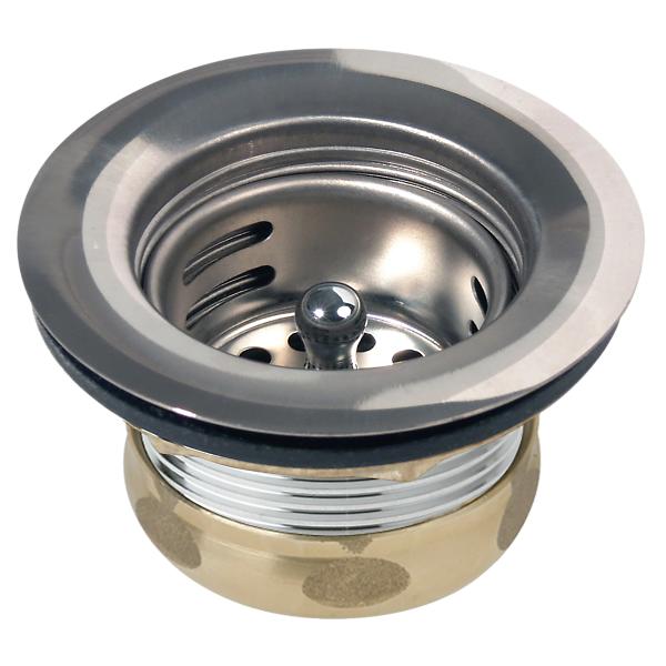 Dayton 2" Stainless Steel Drain with Removable Basket Strainer and Rubber Stopper
