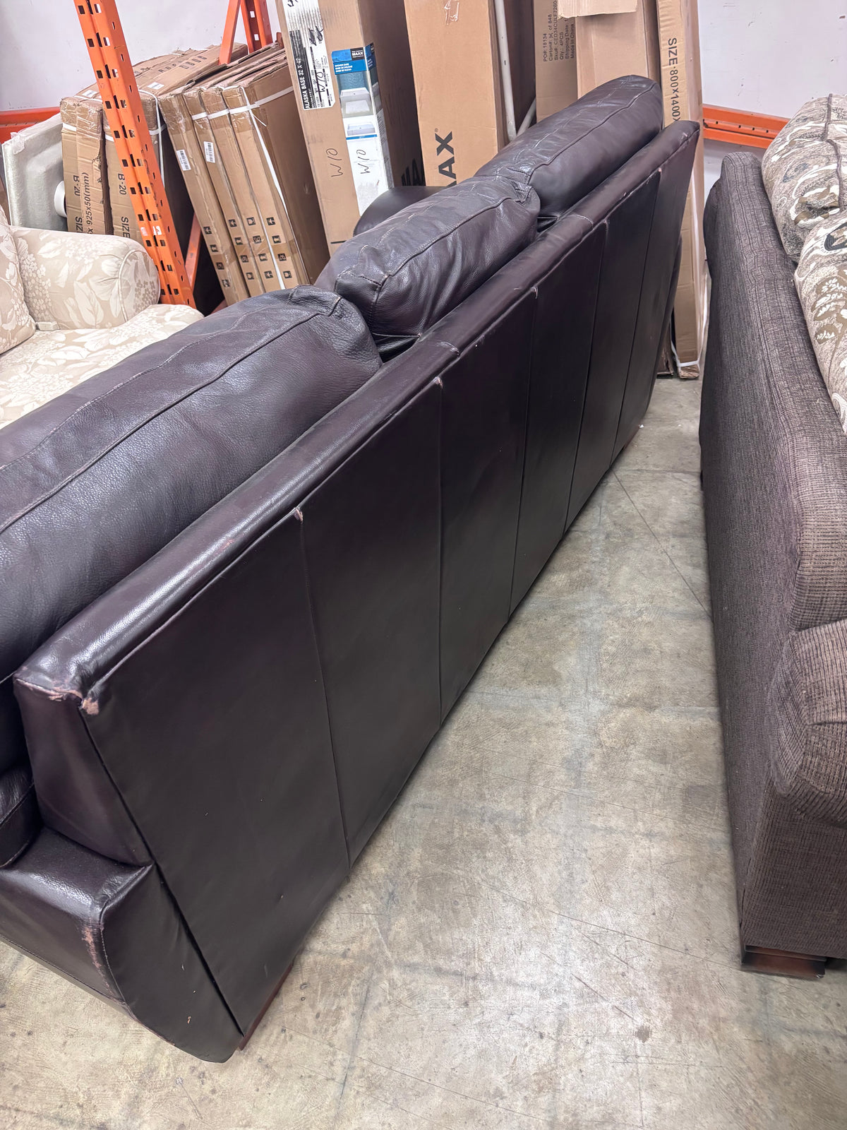 Brown Leather 3-Seater Sofa