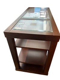 Dark Wood Console Table With Glass Panels