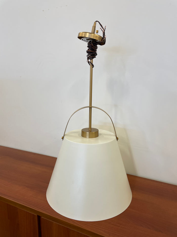 Tall Pendant with Metal Shade in Cream
