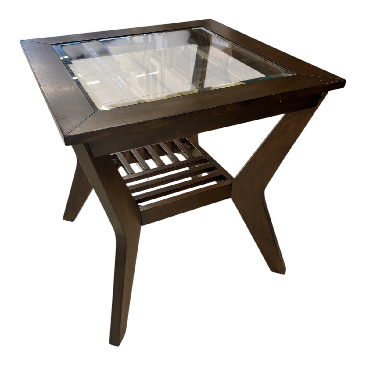 Contemporary Side Table with Glass Panes