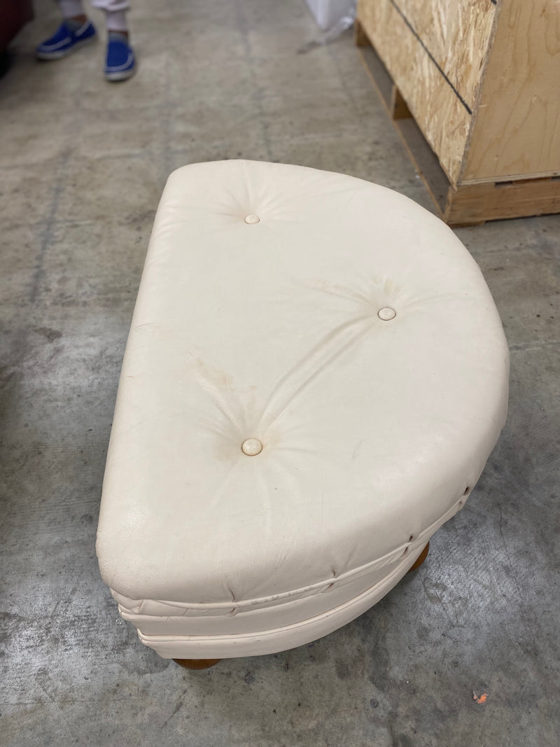 Cream Leather Recliner With Ottoman