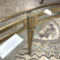 54.5-Inch W Oval Coffee Table – Brushed Brass Frame with Glass Insert