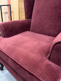 27" W Burgundy Velour Armchair