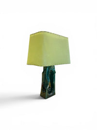 Vintage Mid-Century Modern Ceramic Table Lamp – Chartreuse & Emerald Green