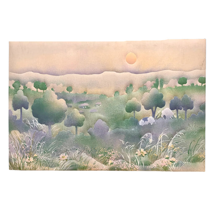 48-Inch W Fabric Wall Art – Stitched Landscape Textile