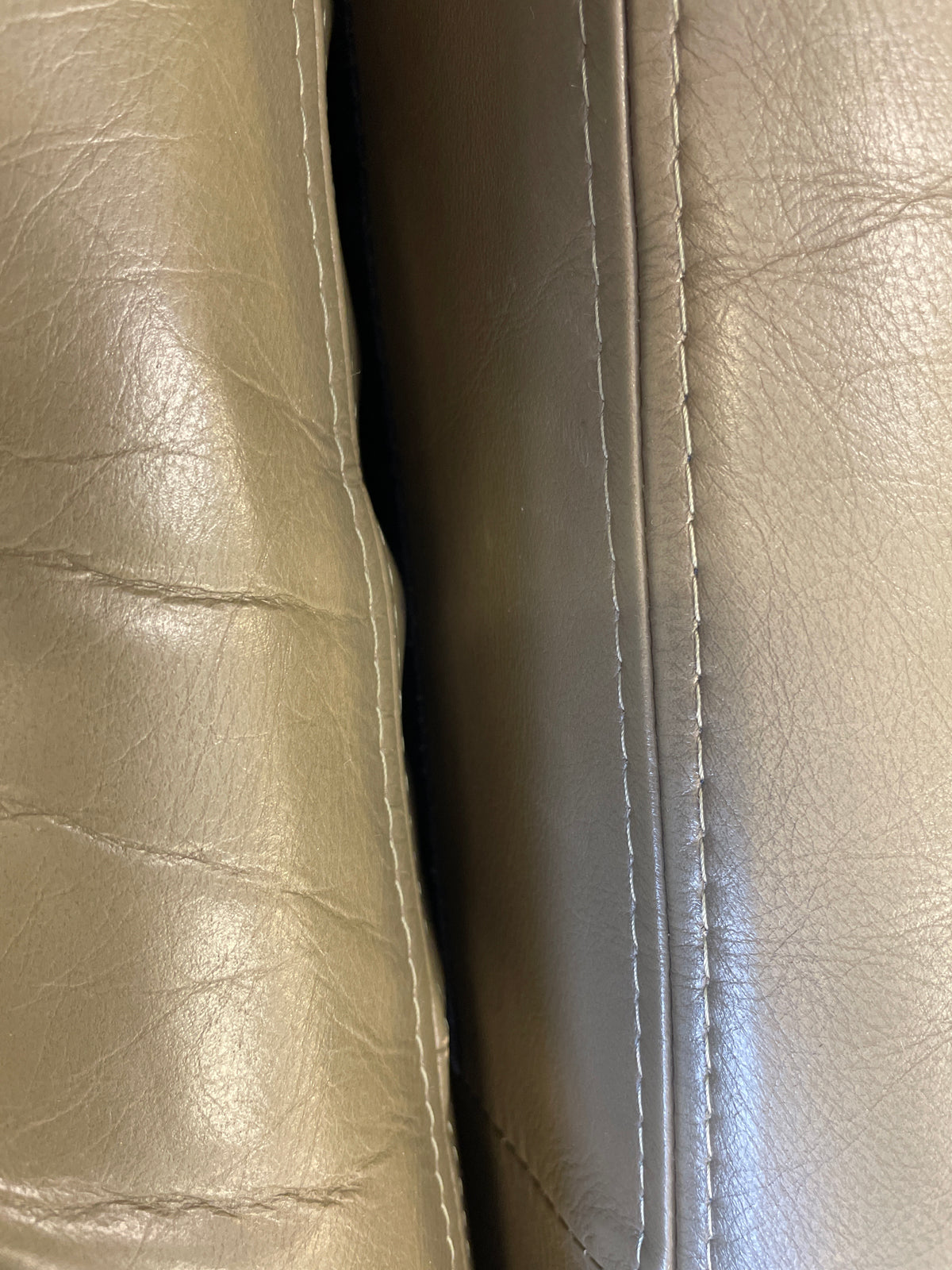 Moss Green Leather Loveseat