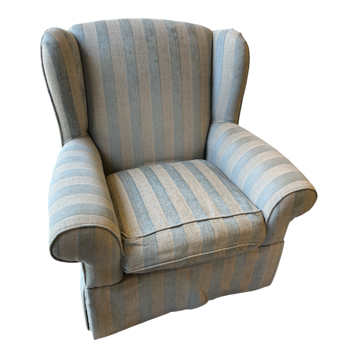 Classic Striped Wingback Armchair