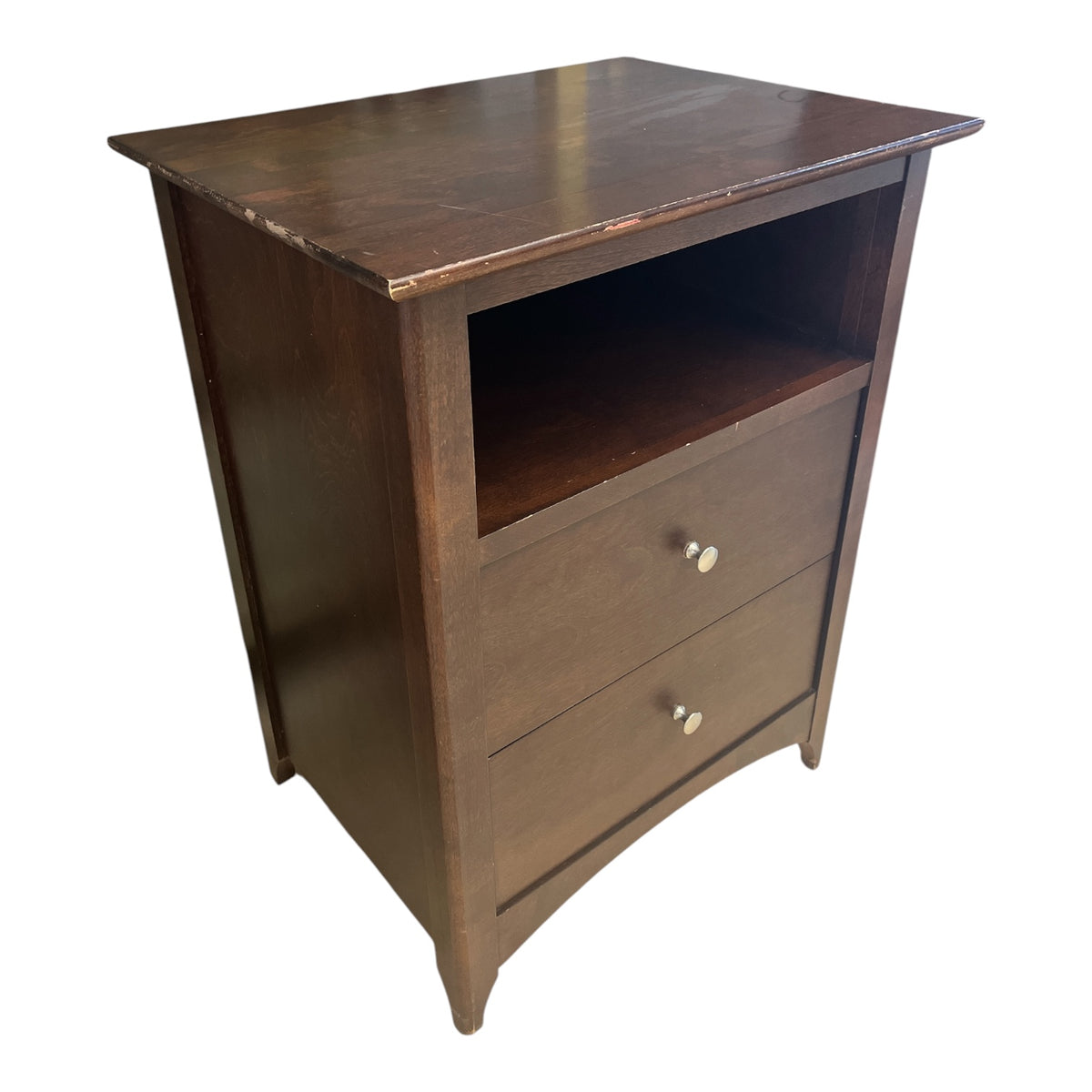 Dark Wood Nightstand w/ Open Shelf