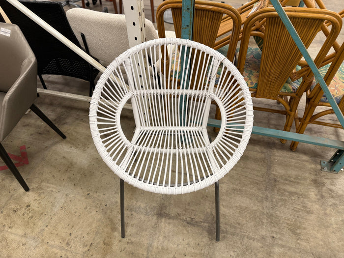 White Rattan-Styled Lounge Chair