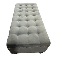 Grey Velvet Tufted Storage Bench