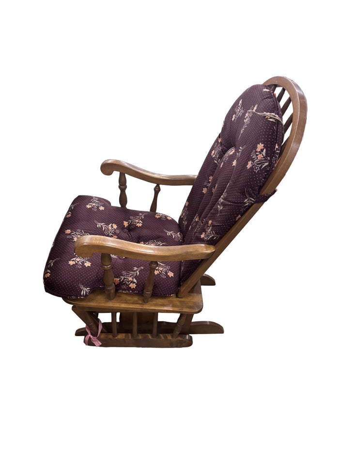 Vintage Wooden Glider Rocking Chair and Ottoman