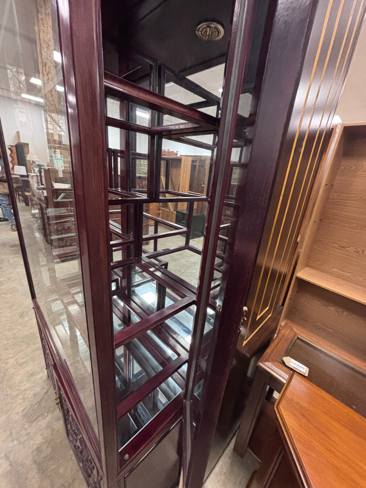 Vintage Rosewood Curio Display Cabinet