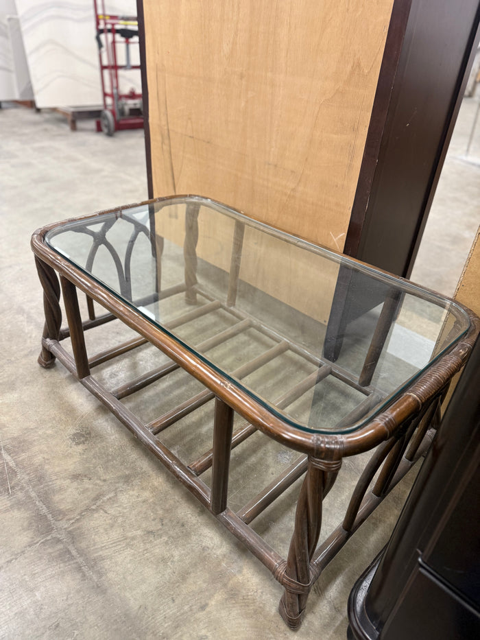 Boho Styled Glass Top Coffee Table