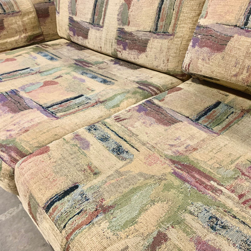 88-Inch Wide Green Patterned Sofa