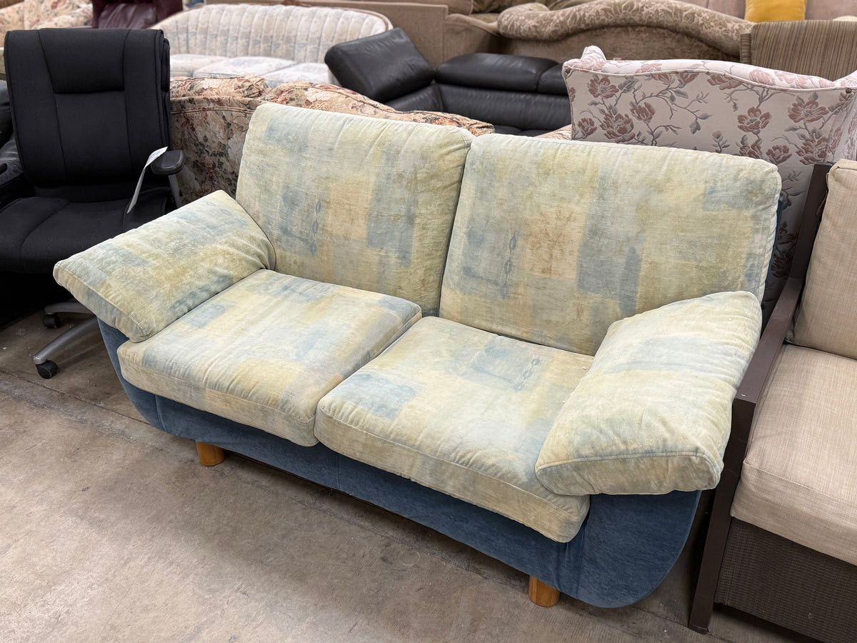 Mid-Century Blue & Yellow Abstract Modern Styled Sofa