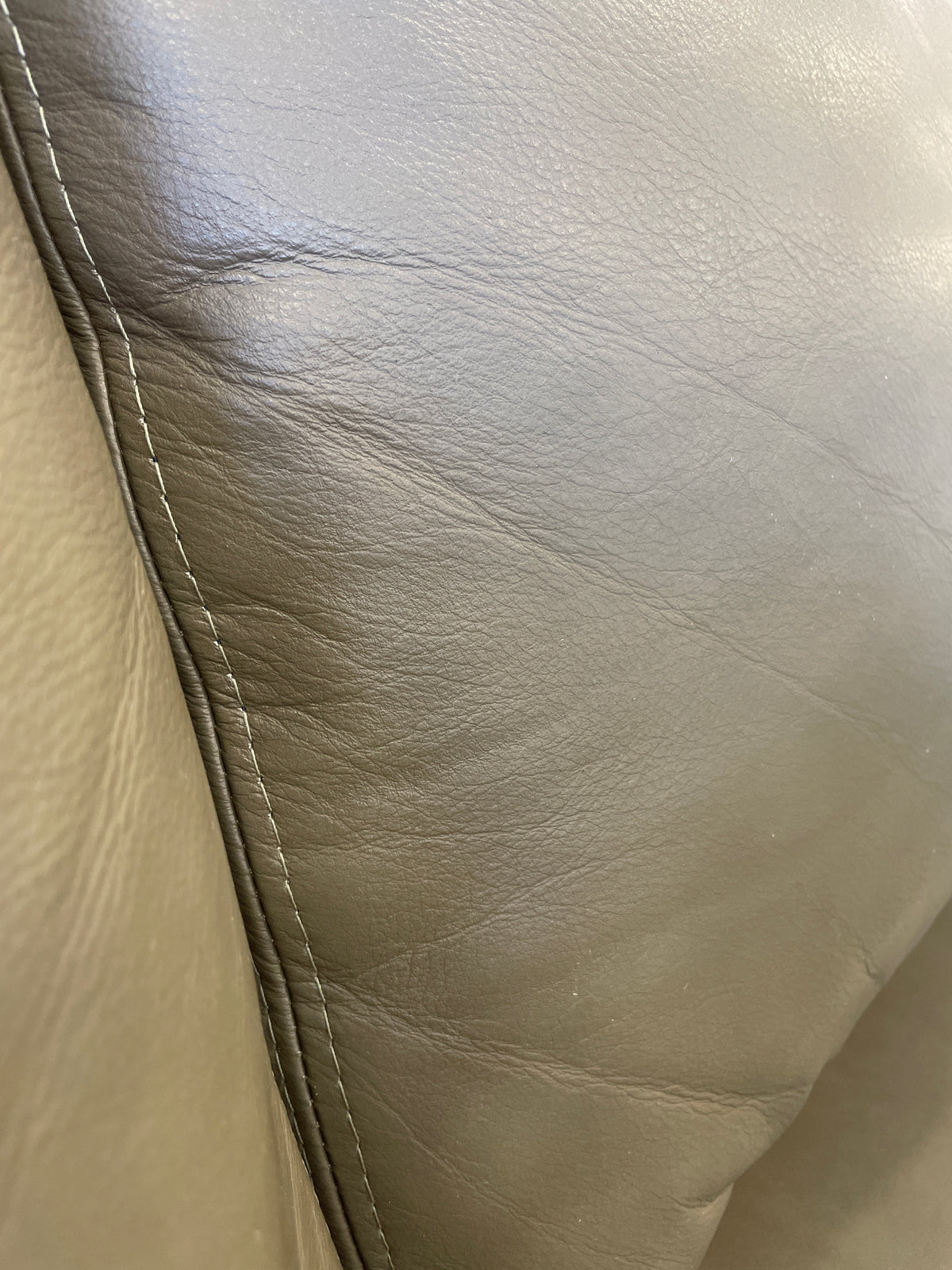 Moss Green Leather Loveseat