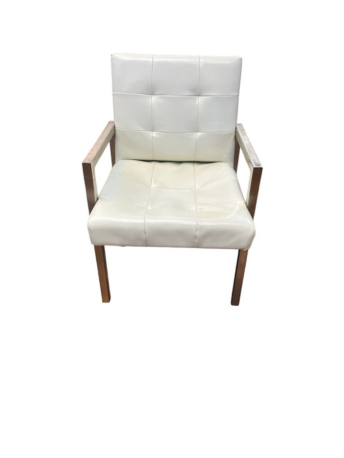 White Faux Leather Accent Chair