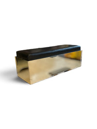 Modern Black Faux Leather with Mirrored Base Bench