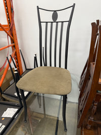 Mid-Century Glass-top Black Metal Dining Table Set