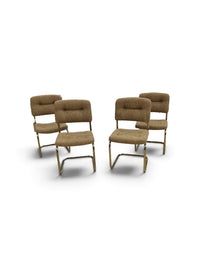 Cesca Style Cantilever Brass Dining Chairs and Round Table