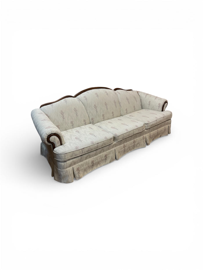 3 Seater Sofa with Wood Trim & Skirted Base