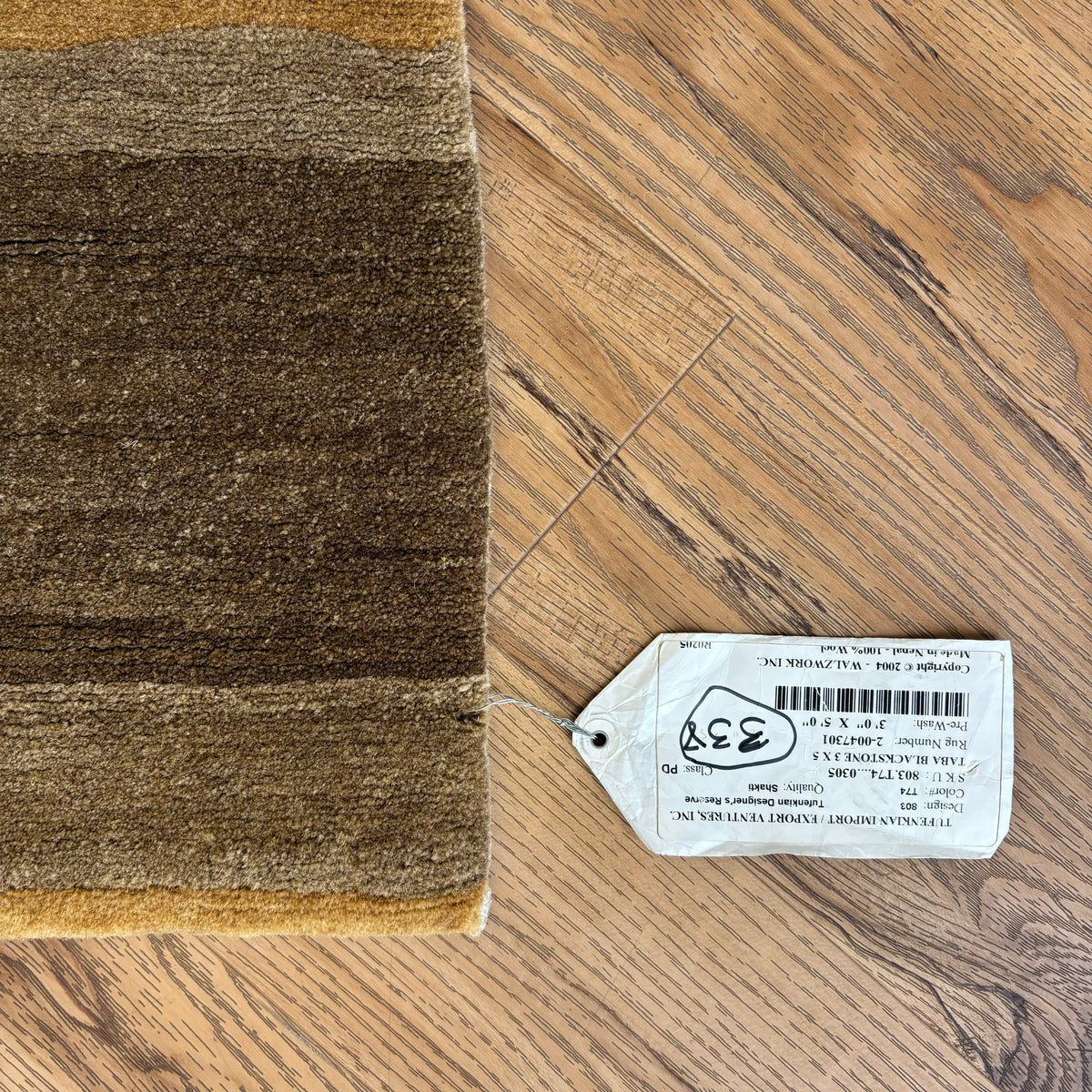 3x5-ft Taba Blackstone Rug, 100% Wool, 2-0047301