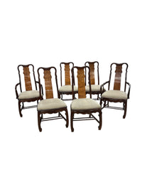 Burl Wood Dining Set with 6 Chairs
