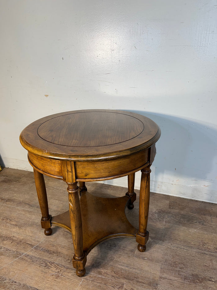 2-Tier Round Wooden End Table