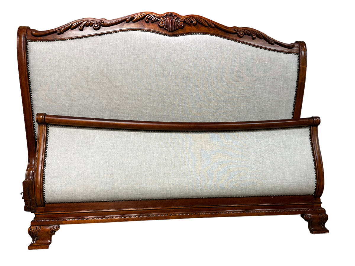 French Louis XV Style Upholstered King Size Bed