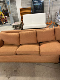 114" W Orange Woven Sectional Sofa