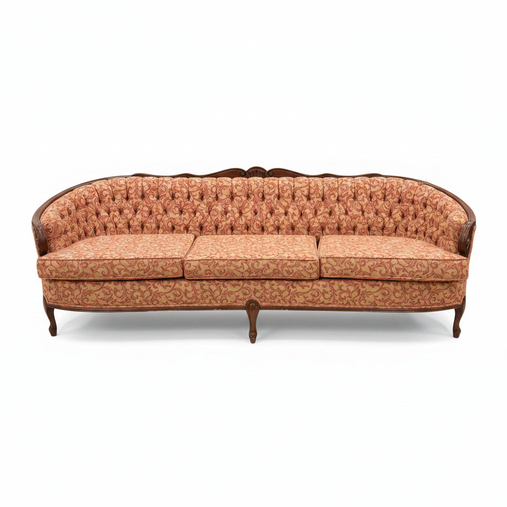 French Victorian-Style Orange Sofa