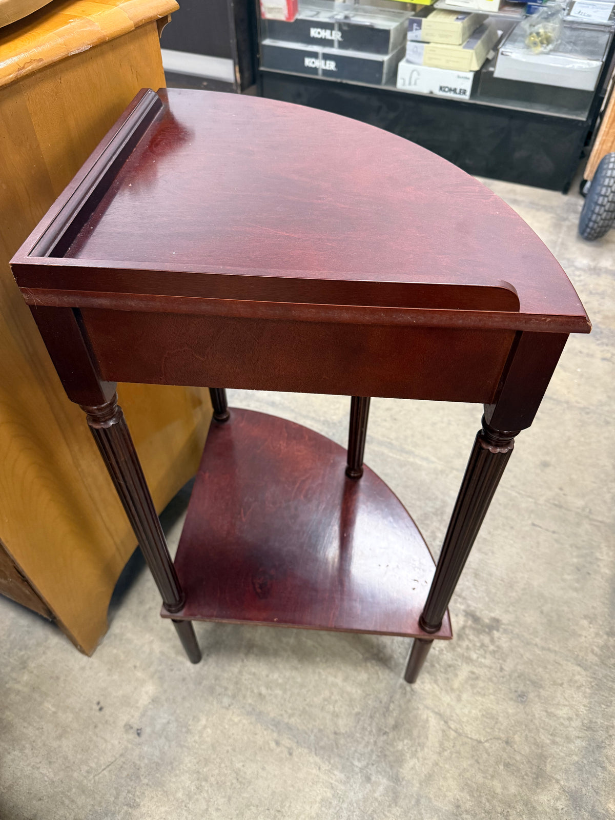Mahogany Brown Corner Accent Table