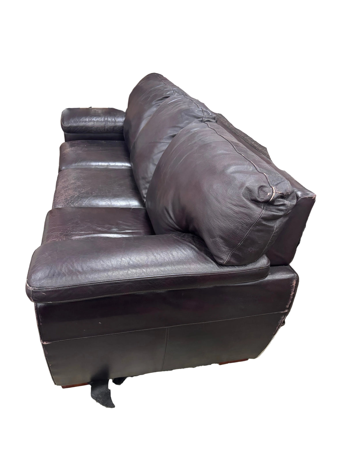 Brown Leather 3-Seater Sofa
