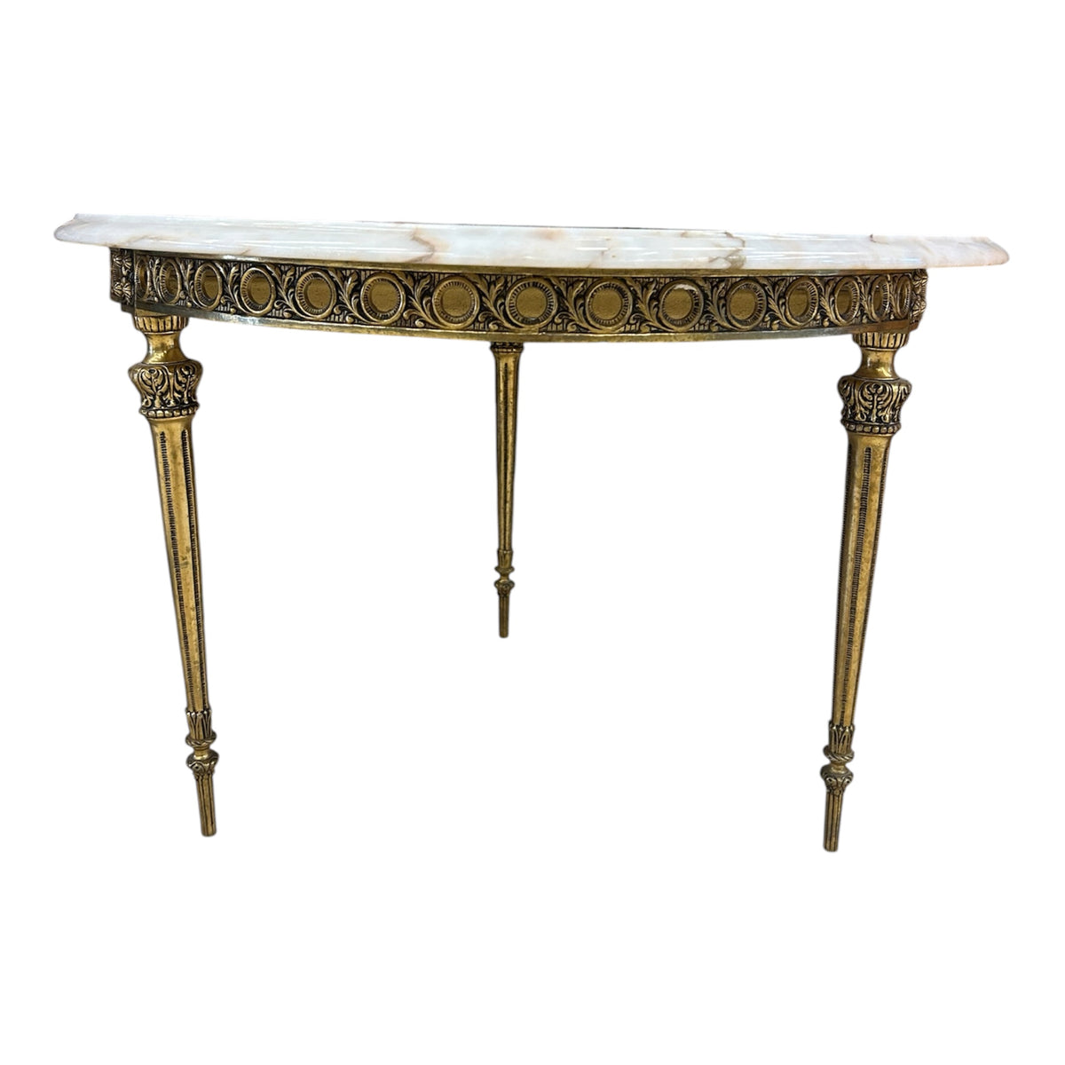 Louis XVI Style Marble Top and Brass Cocktail Table